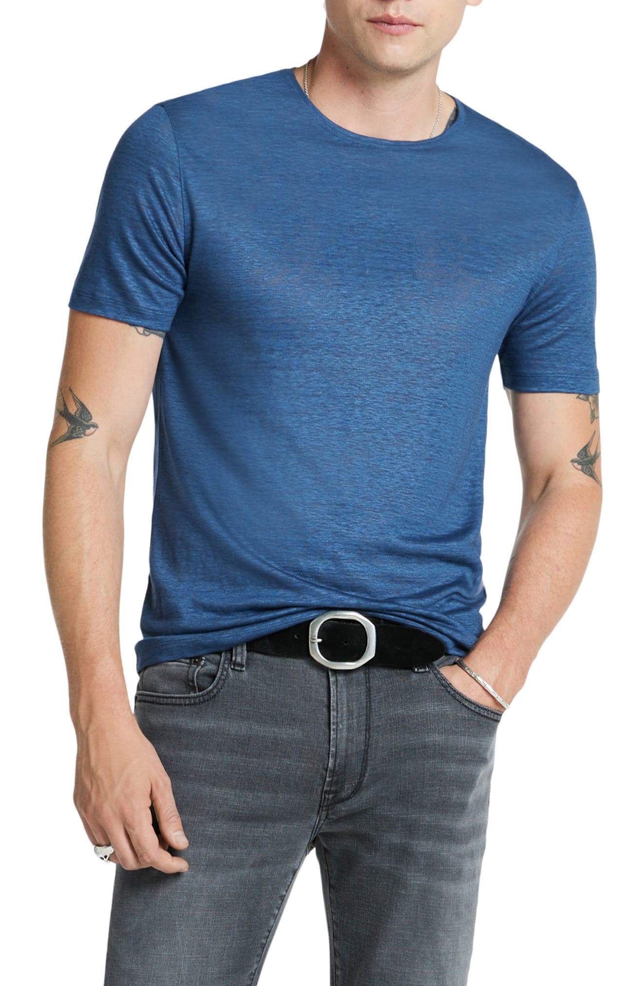 John Varvatos Lagoa Slubbed Organic Linen T-Shirt