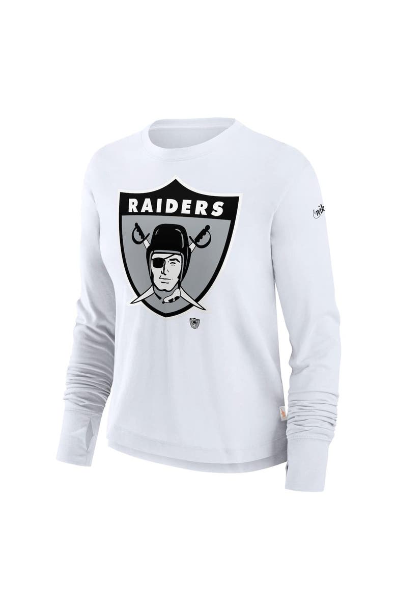 Nike Women's Nike White Las Vegas Raiders Large Logo Cropped Long Sleeve Fashion T-Shirt, Alternate, color, 