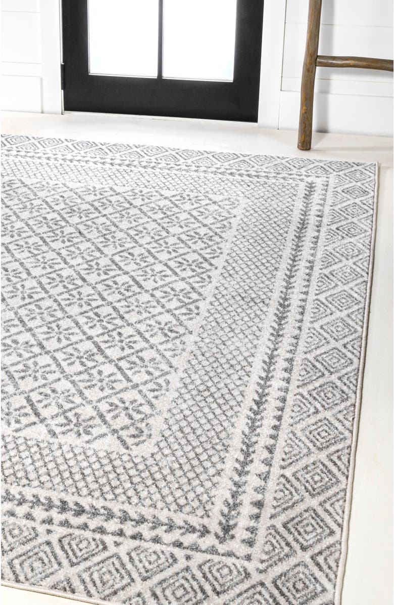 JONATHAN Y Athens Modern Geometric Boho Area Rug, Alternate, color, Gray/Cream