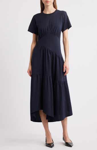 FRAME Asymmetric Tiered Ruffle Knit Dress