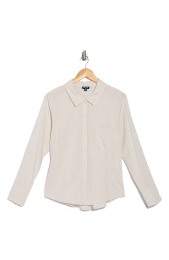 Splendid Long Sleeve Button-up Shirt In Neutral