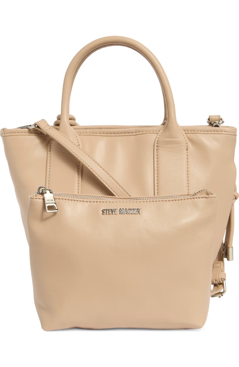 Steve Madden Bgene Woven Satchel Bag, Alternate, color, Chalk / Stone