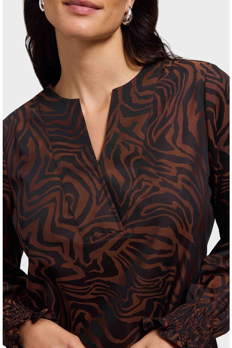 Alicia Zebra Print Cotton Blend Popover Top, Alternate, color, MACCHIATO/ BLACK