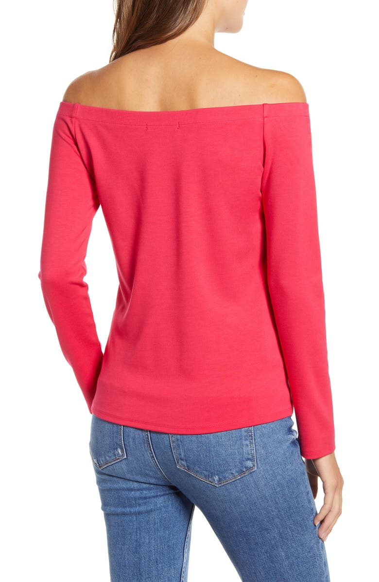 GIBSONLOOK Gibson x City Safari Jaime Shrayber Off the Shoulder Ponté Top, Alternate, color, 