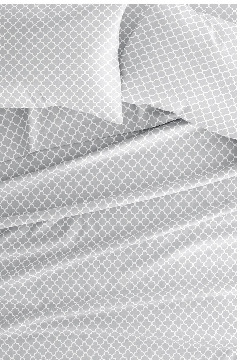 HOMESPUN HOME SPUN Premium Ultra Soft Quatrefoil Pattern 4-Piece Bed Sheet Set, Alternate, color, Gray