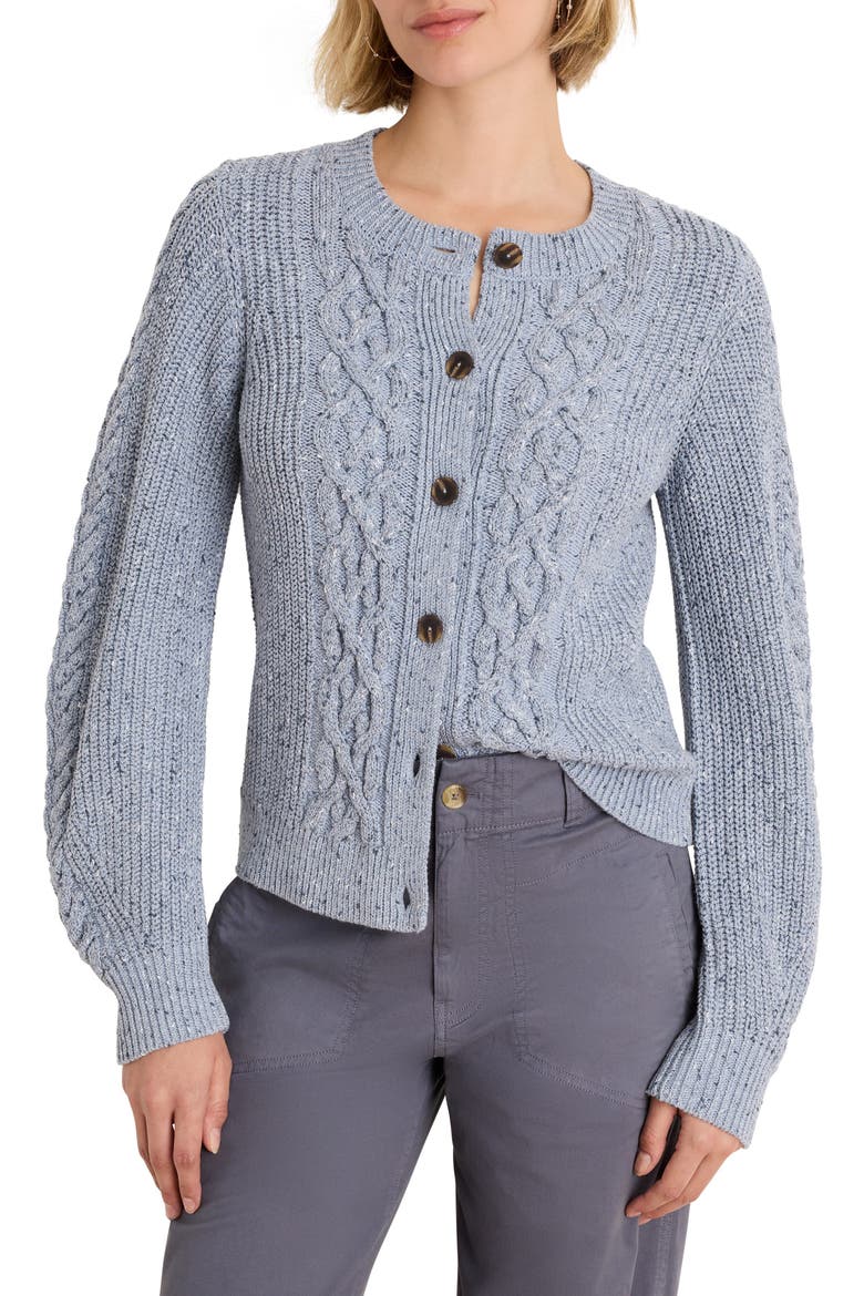 Flecked Shaker Cardigan, Main, color, BLUE MIX