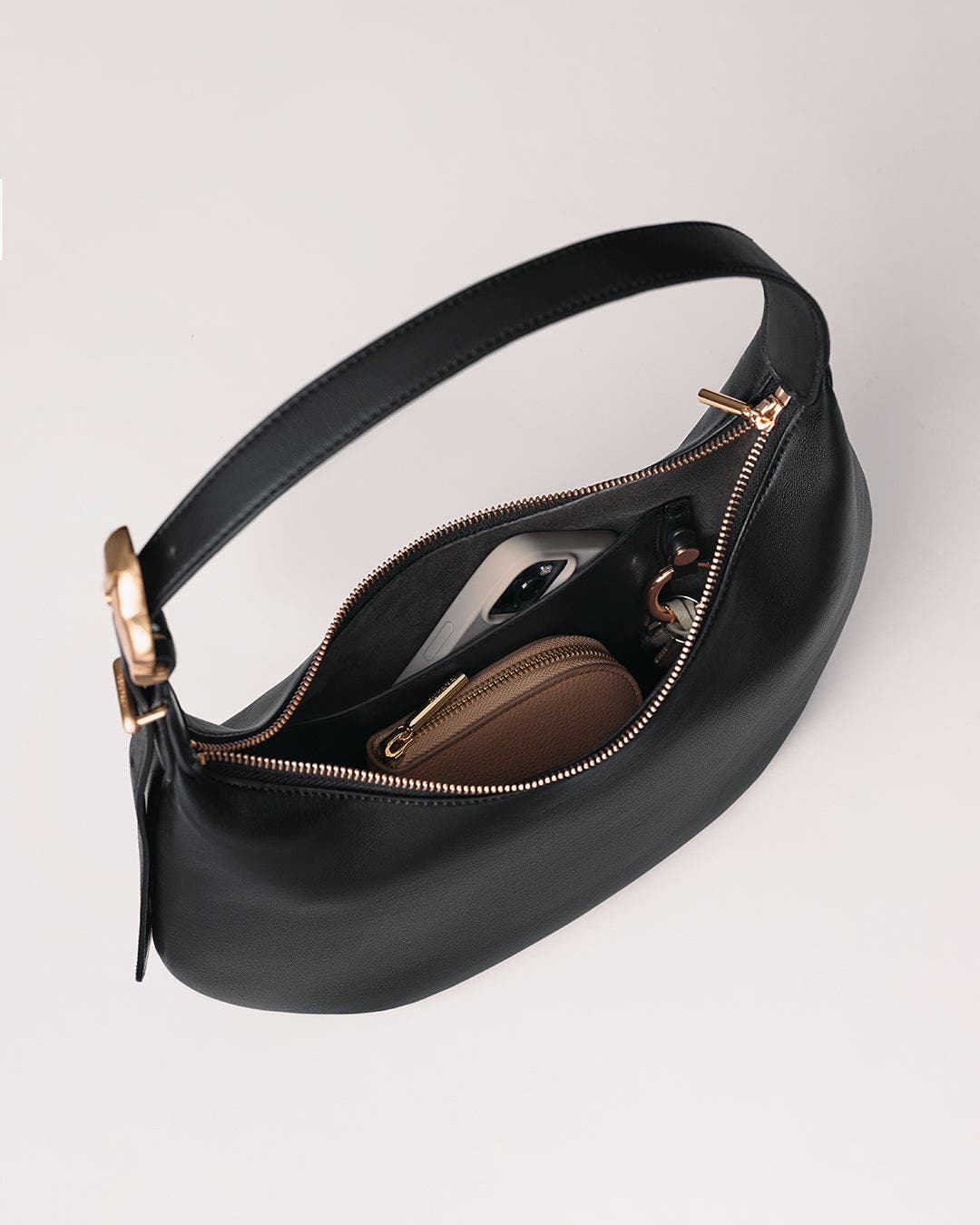 Cuyana Celestia Shoulder Bag, Alternate, color, Black