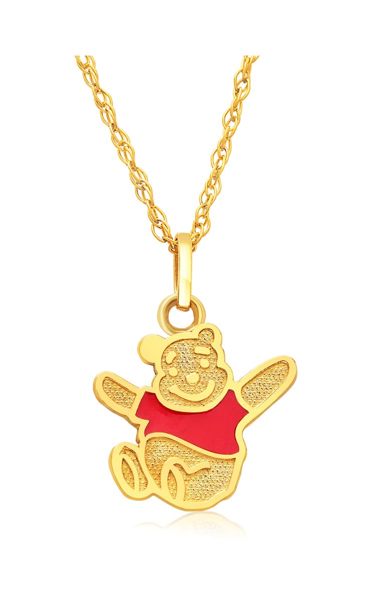 Disney 14K Gold Winnie the Pooh Red Shirt Pendant, 18", Main, color,