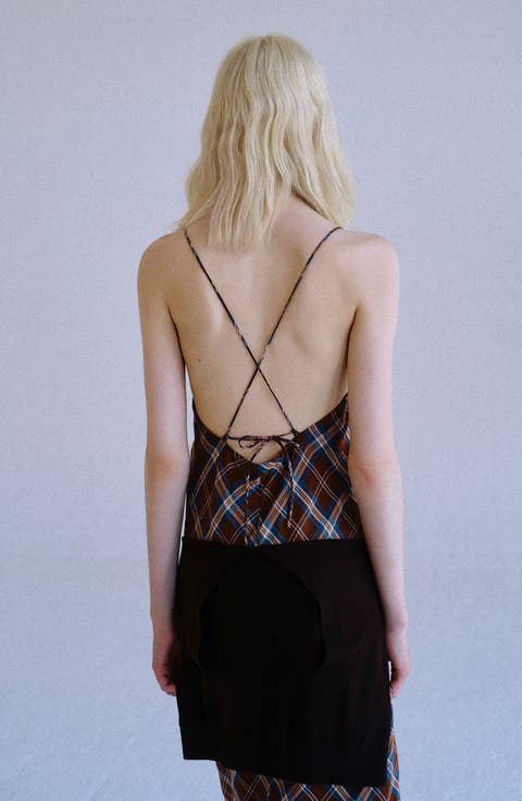 Cross Back Check Midi Dress