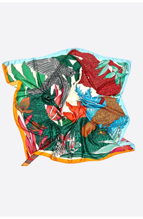 Bimba Y Lola Animals Tropical Vegetation Scarf In Multi
