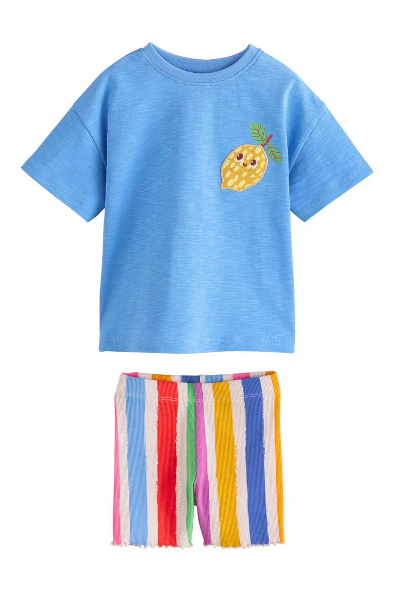 Kids' Lemon Appliqué Tee & Shorts Set, Main, color, BLUE