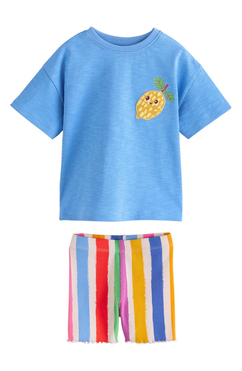 NEXT Kids' Lemon Appliqué Tee & Shorts Set, Main, color, Blue
