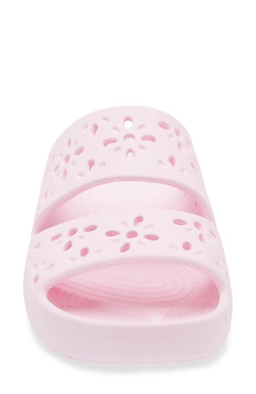 Crocs Classic Floral Cutout Slide Sandal In Pink
