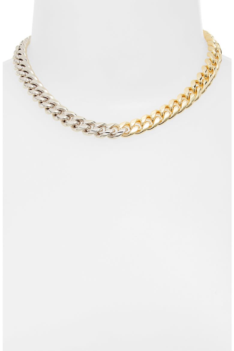 Tori Cuban Chain Choker Necklace, Alternate, color, GOLD/ SILVER