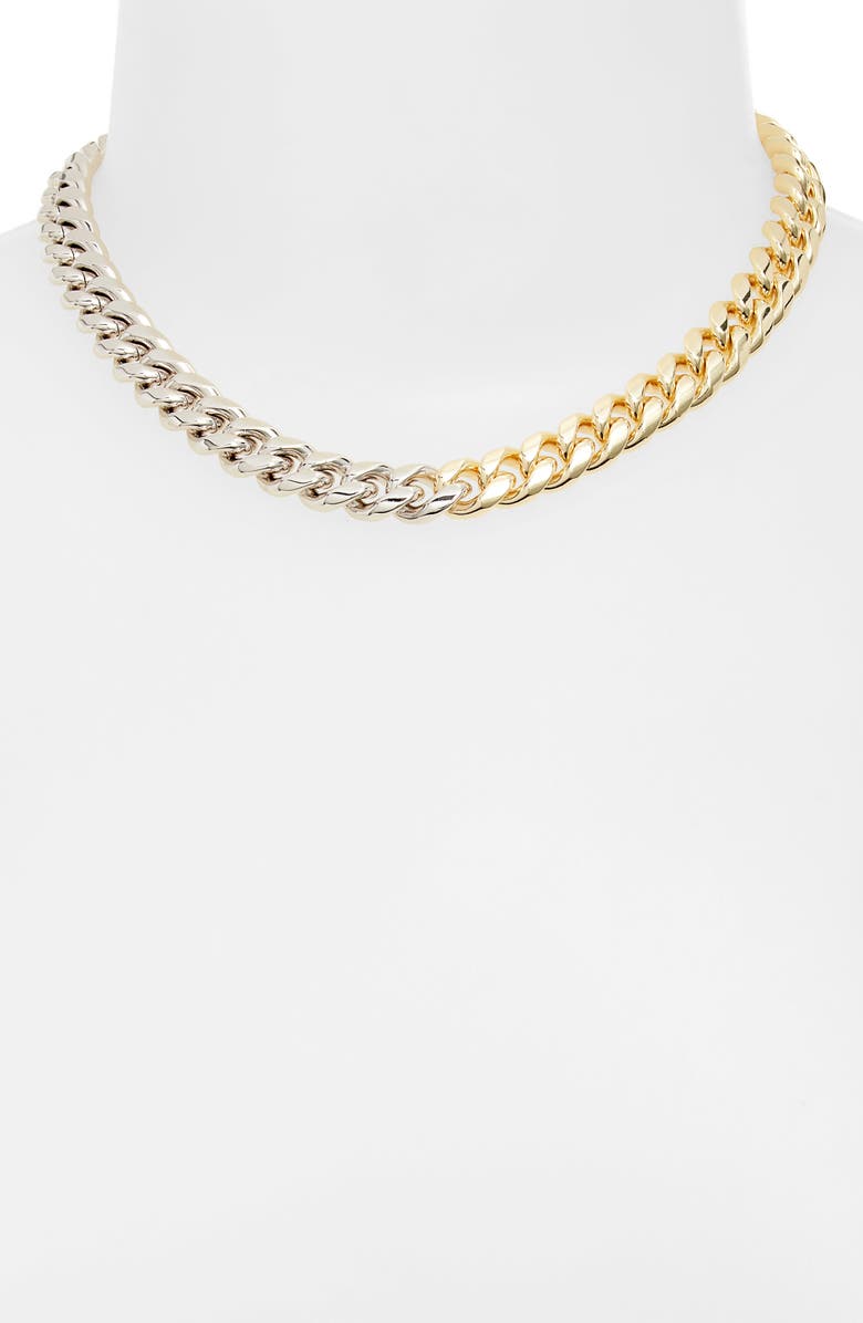 SHYMI Tori Cuban Chain Choker Necklace, Alternate, color, Gold/ Silver