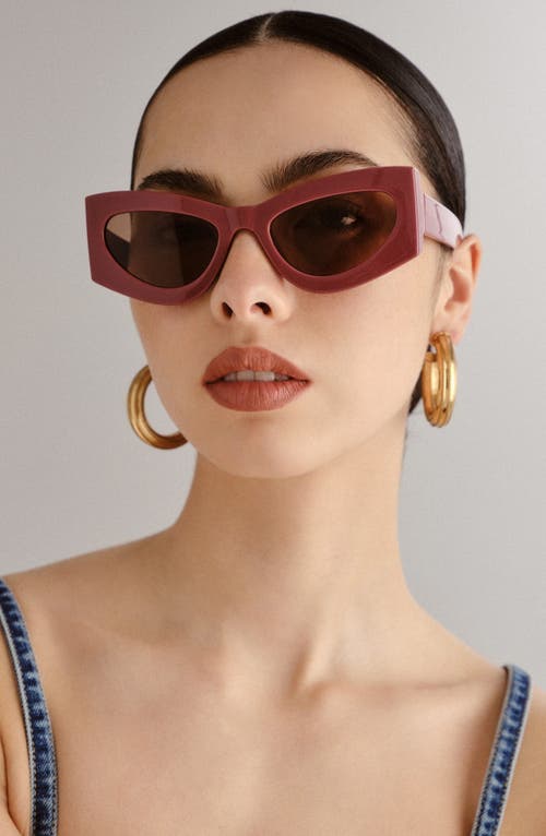 Aire Electra 49mm Small Cat Eye Sunglasses In Terracotta/hazel Tint