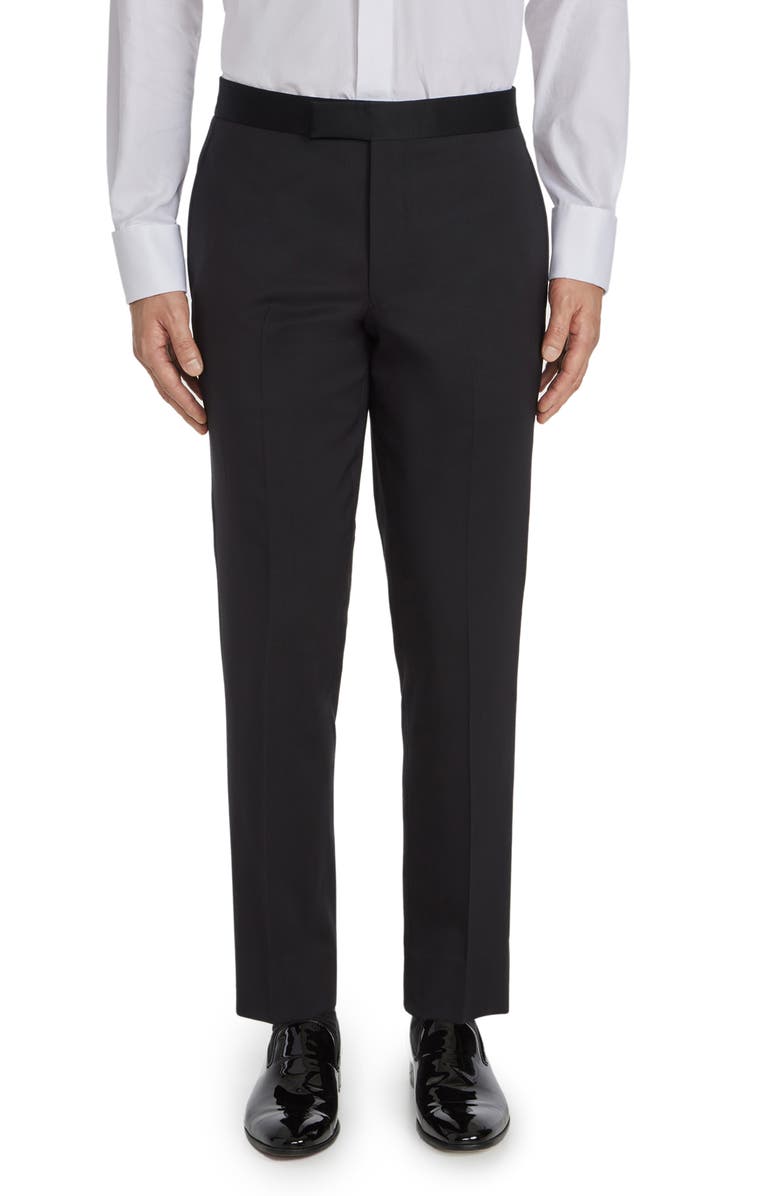 Jack Victor Phoenix Flat Front Tuxedo Pants, Main, color, Black