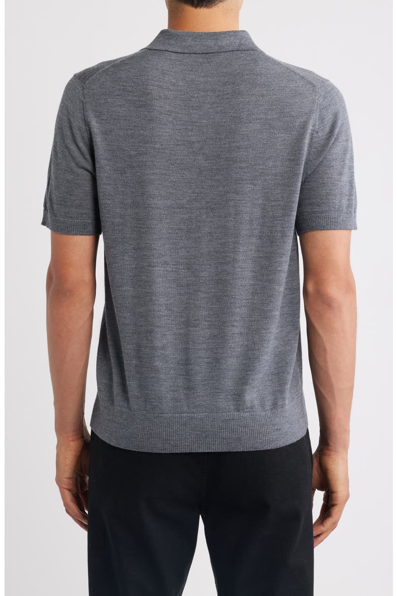 Short Sleeve Merino Wool Polo Sweater, Alternate, color, MEDIUM HEATHER GREY