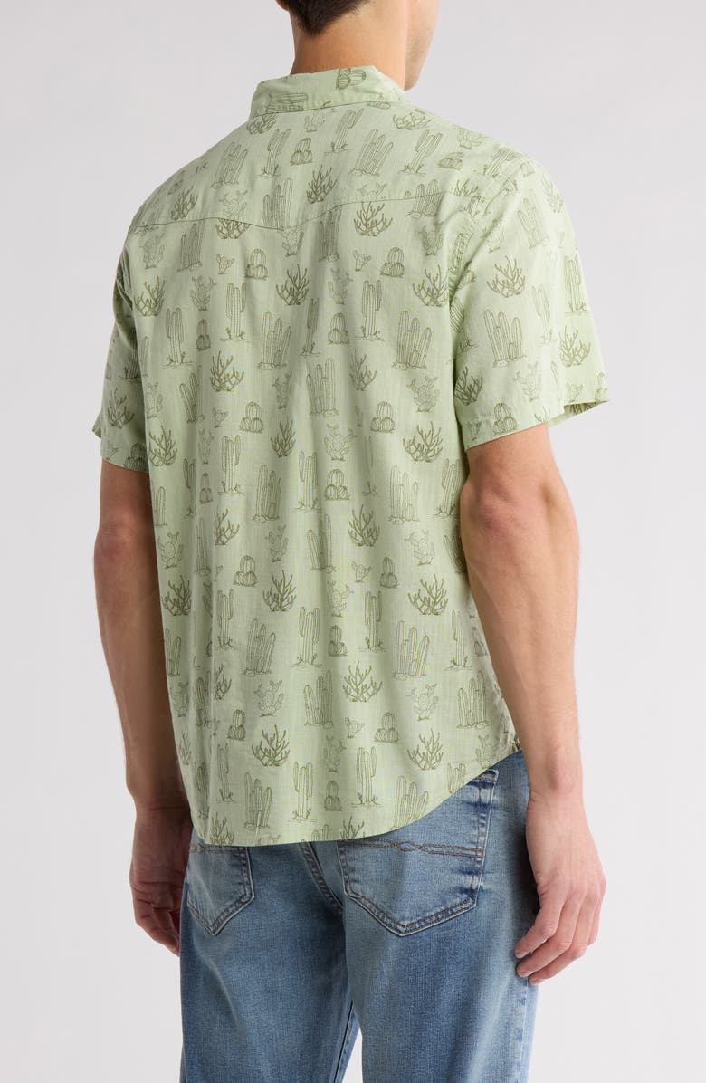 Lucky Brand Short Sleeve Western Work Shirt, Alternate, color, Green Print