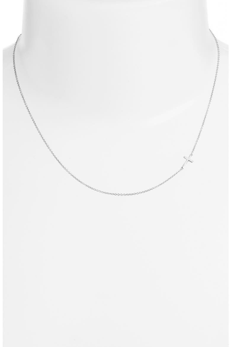 Cross Station Necklace   (Nordstrom Exclusive), Alternate, color, WHITE GOLD