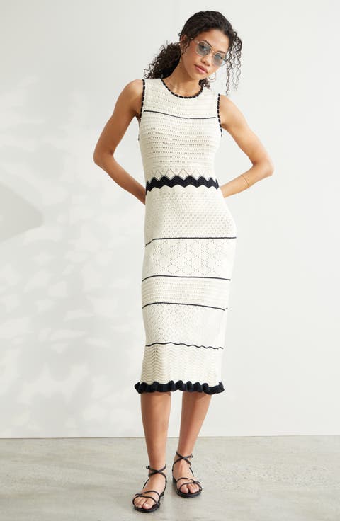 Pointelle Midi Sweater Dress