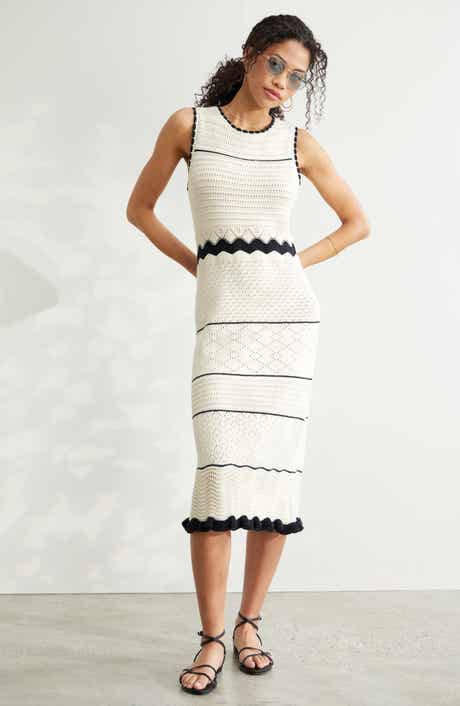 Pointelle Midi Sweater Dress