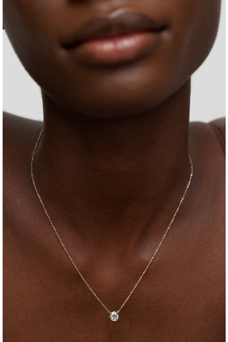 Siren Solitaire Diamond Necklace, Alternate, color, 14KT GOLD