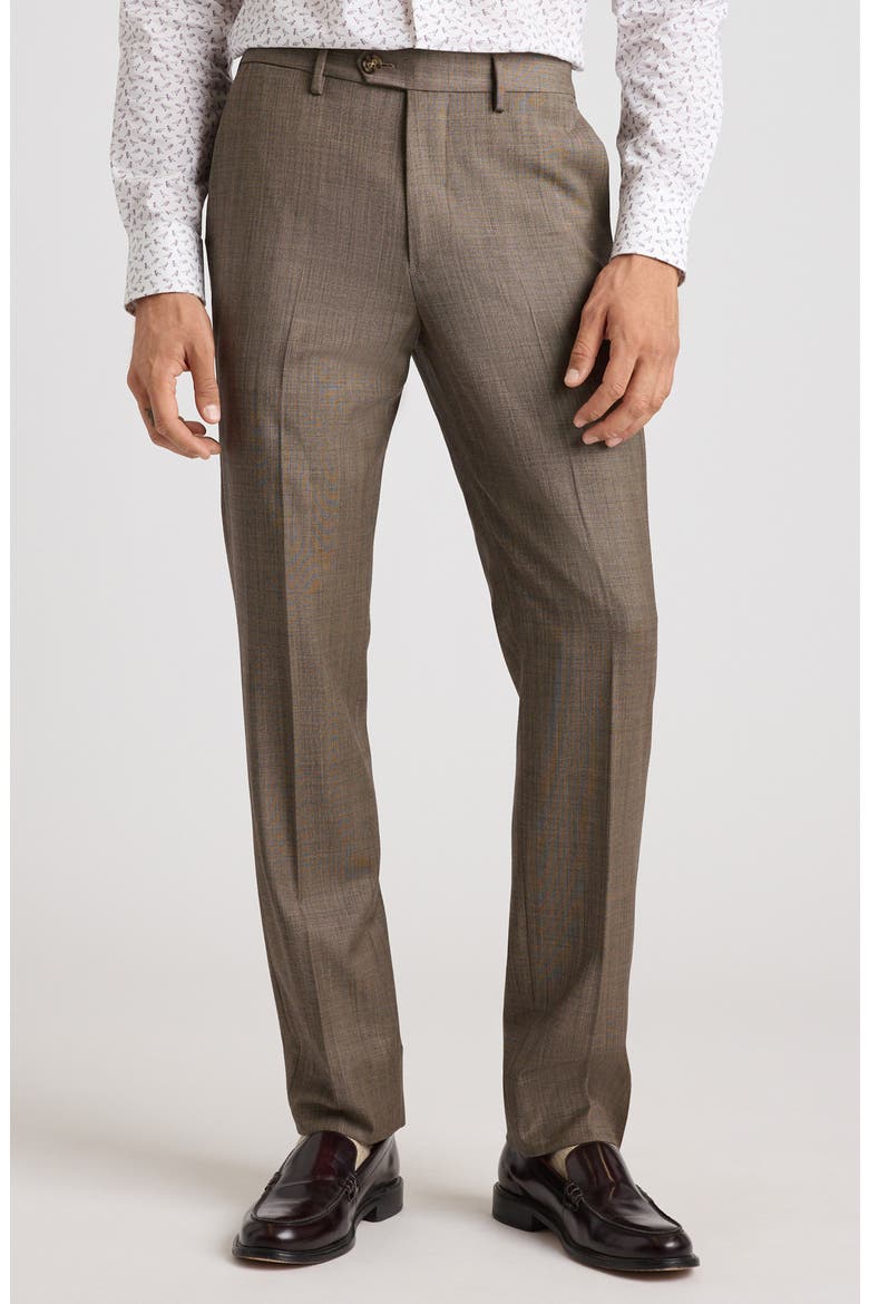 WOOL DRESS PANT, Main, color, DARK KHAKI SHARKSKIN