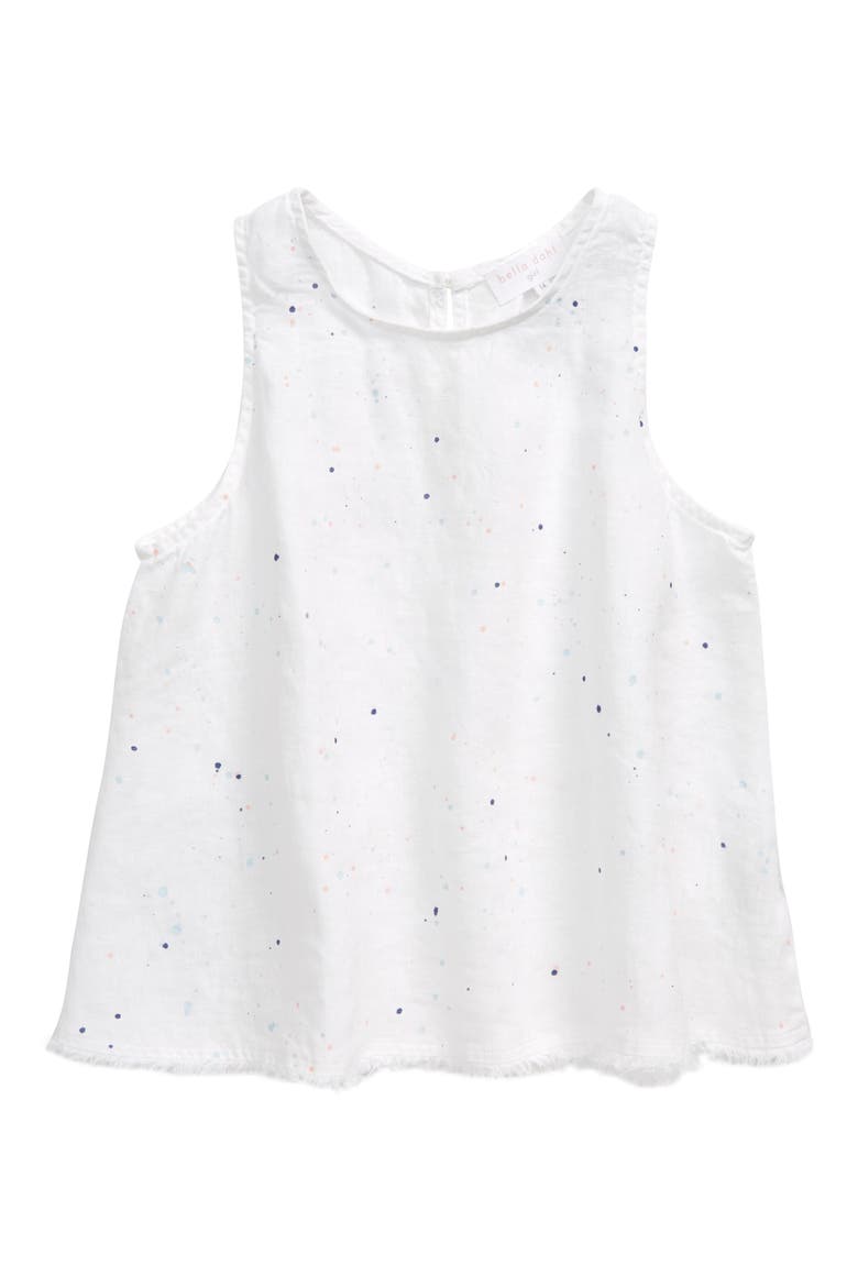 Splatter Print Linen Top, Main, color, WHITE