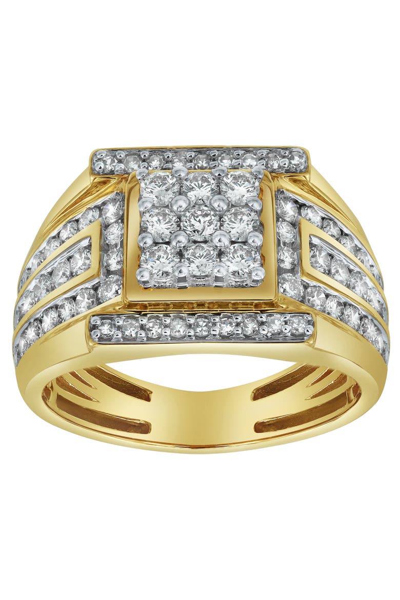 Iced Hammer 14K Yellow Gold Diamond Men Statement Ring - 1.55ct., Alternate, color, 14K Yellow Gold