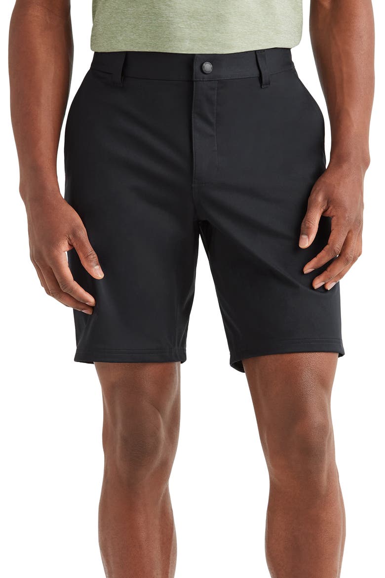 Flat Front Commuter Shorts, Main, color, BLACK