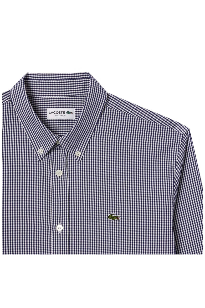 Checker Cotton Pinpoint Button-Down Shirt, Alternate, color, WHITE/ NAVY BLUE