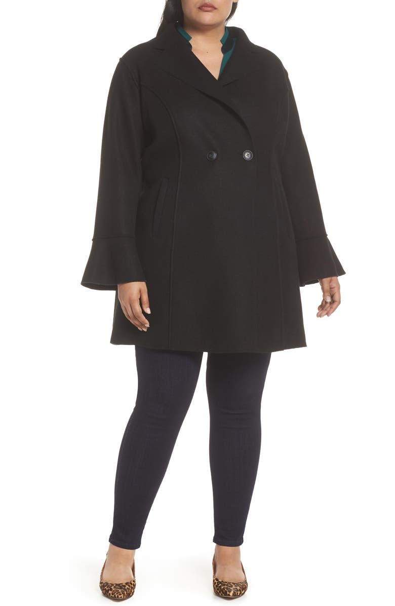 Halogen<sup>®</sup> Raw Edge Bell Sleeve Coat, Alternate, color,