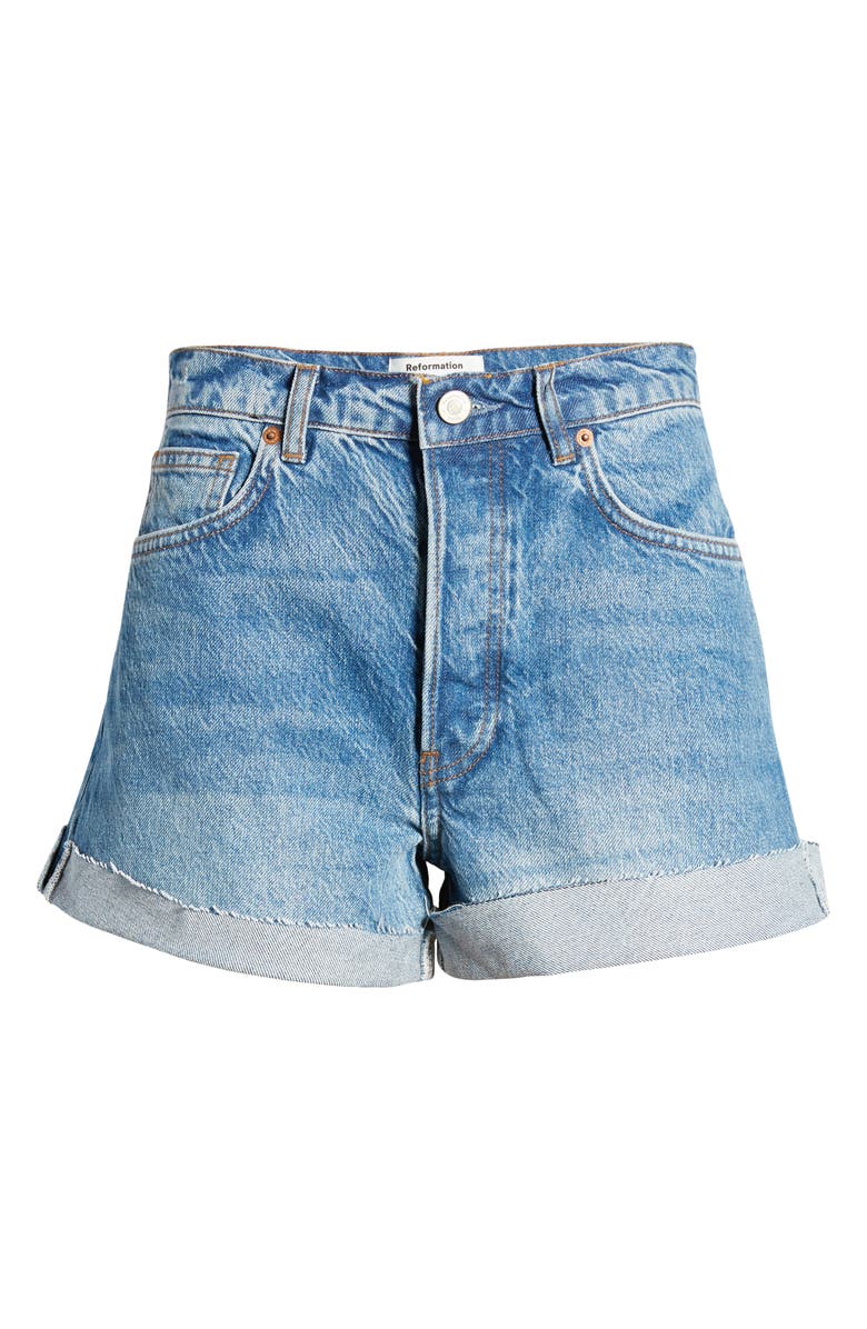 Reformation Charlie High Waist Cuffed Cutoff Denim Shorts, Alternate, color,