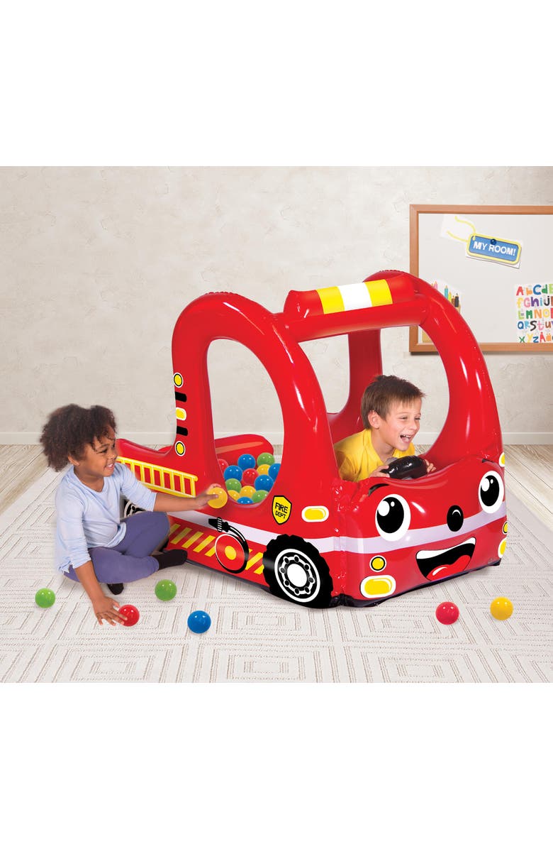 Banzai Rescue Fire Truck Play Center Inflatable Ball Pit Includes 20 Balls, Alternate, color, Multicolored