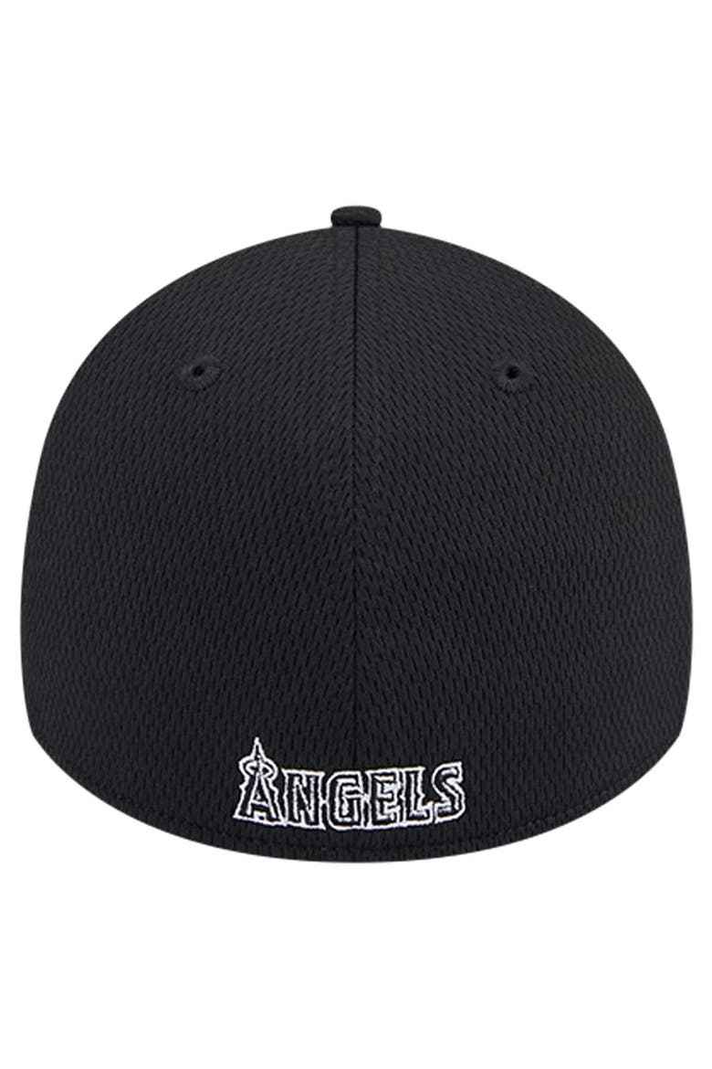 Men's New Era Black Los Angeles Angels Active Dash Mark 39THIRTY Flex Hat, Alternate, color, Black