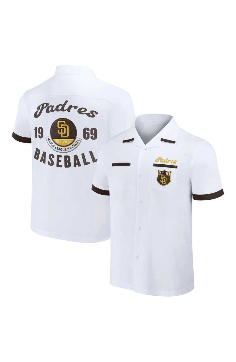 Darius Rucker Collection by Fanatics Men's Darius Rucker Collection by Fanatics  White San Diego Padres Bowling Button-Up Shirt, Main, color, White