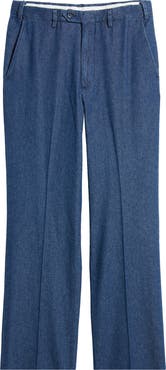 Berle Pleated Self Sizer Waist Flat Front Denim Trousers