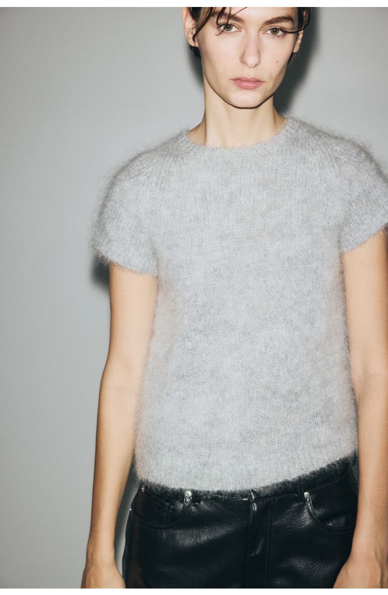 H&M Mohair-blend Top, Alternate, color, Light Gray Melange