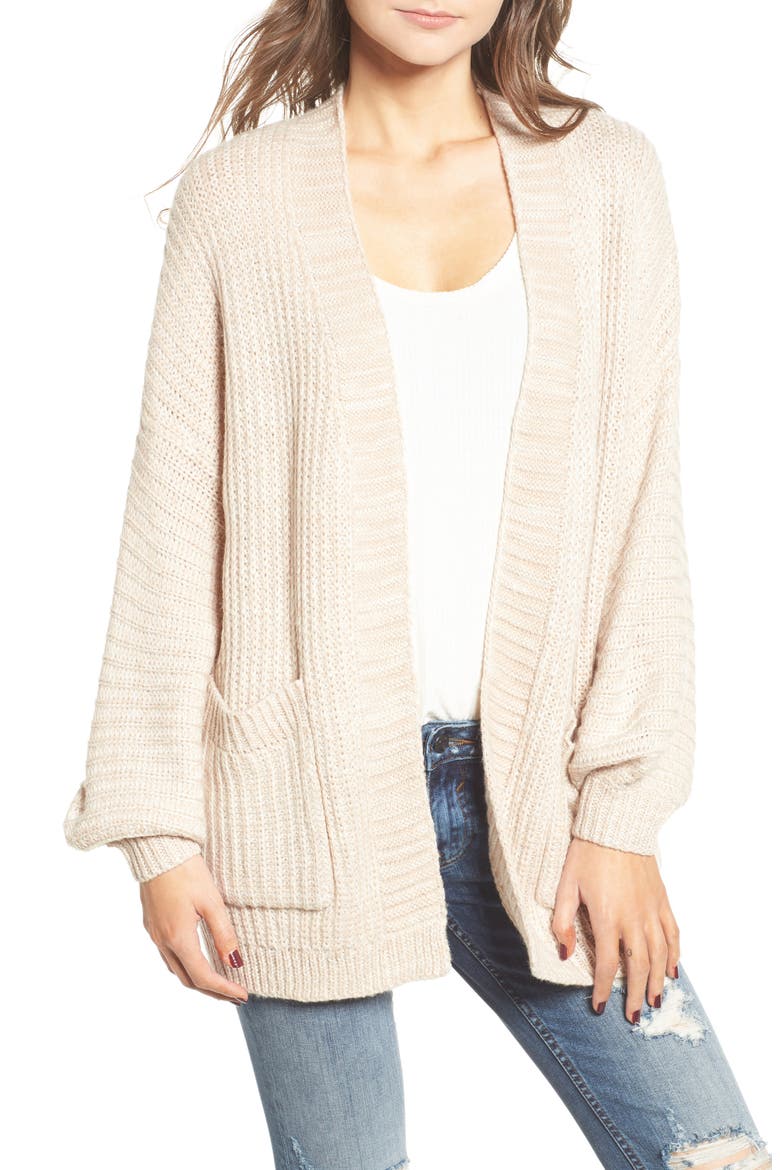 Drapey Sleeve Cardigan, Main, color, BEIGE