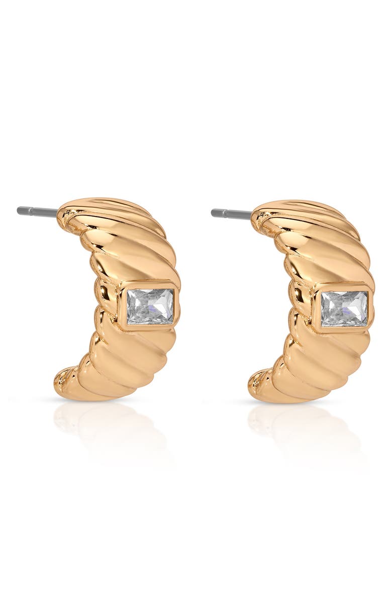 Ettika Textured Half Hoop Earrings, Alternate, color, Clear