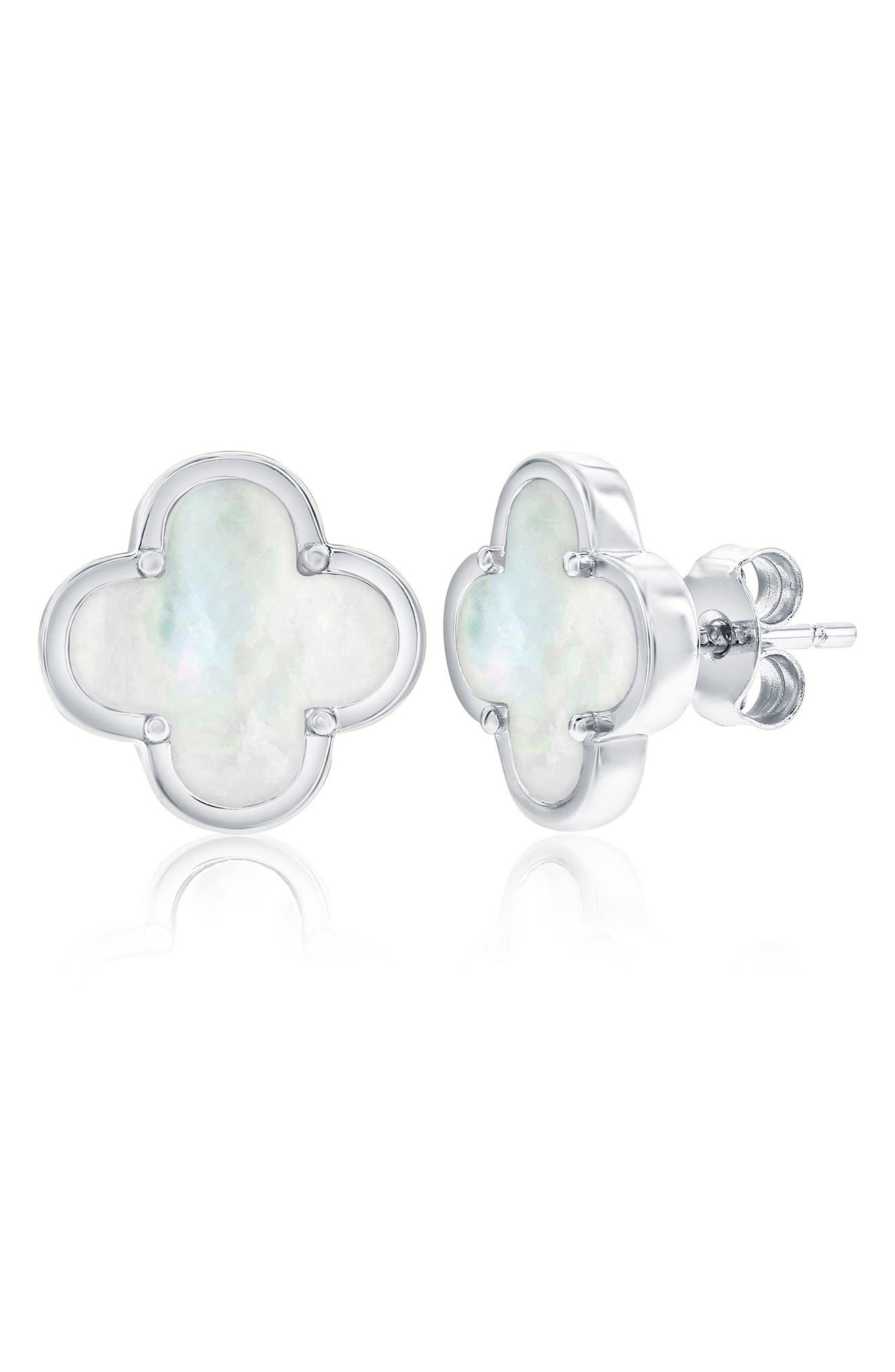 SIMONA Mother-of-Pearl Clover Stud Earrings