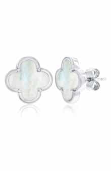 Mother-of-Pearl Clover Stud Earrings