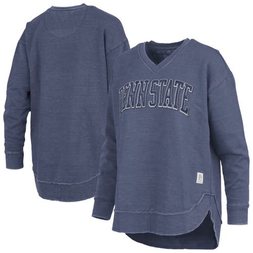 Pressbox Navy Penn State Nittany Lions Westin Poncho V-neck Pullover Sweatshirt In Blue