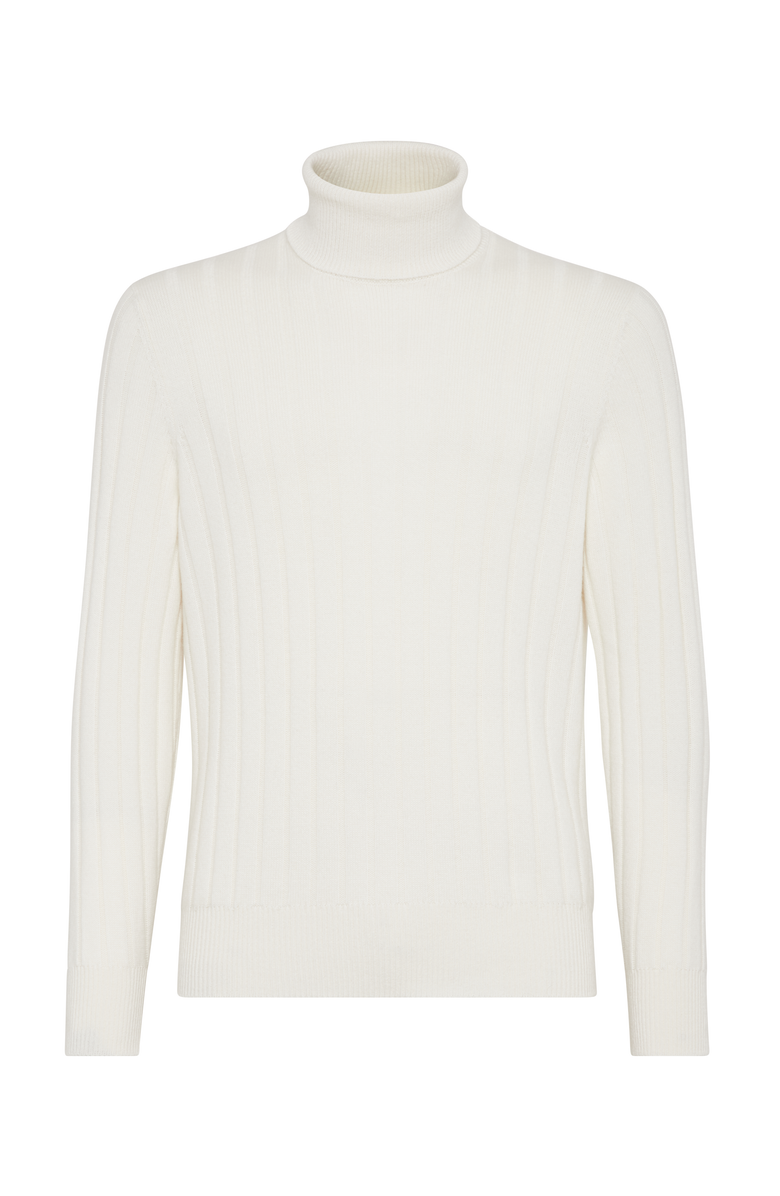 Brunello Cucinelli Cashmere flat rib turtleneck sweater, Main, color, 