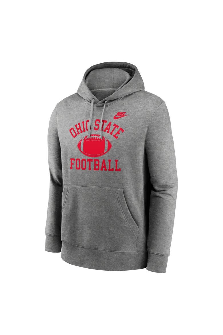 Men's Nike Heather Gray Ohio State Buckeyes Legacy Football Icon Club Fleece Pullover Hoodie, Alternate, color, Heather Gray