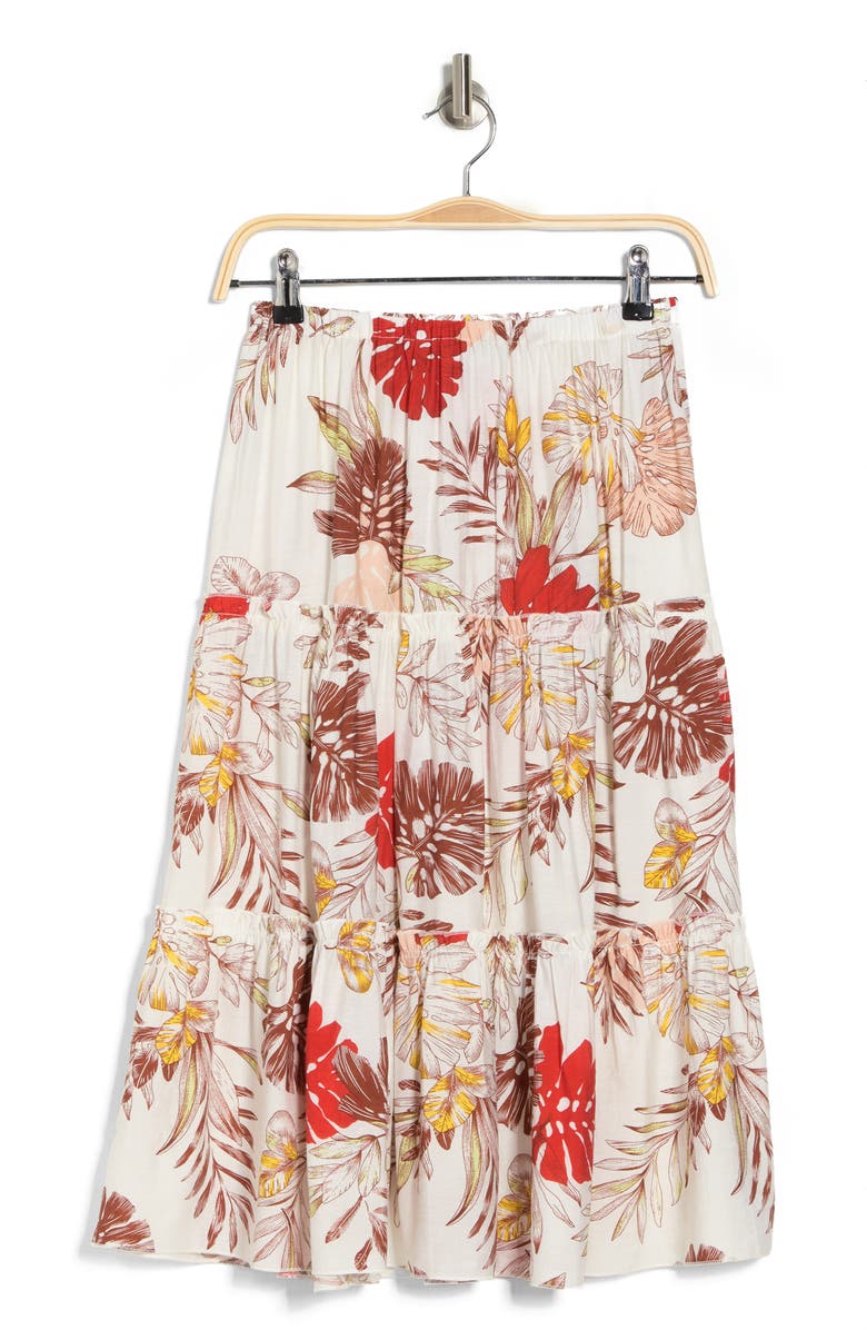 PATRIZIA LUCA Floral Tiered Midi Skirt, Alternate, color, Ivory Multi