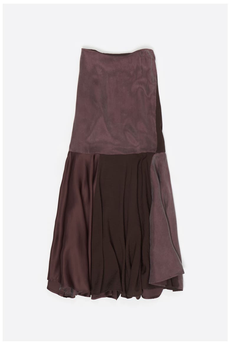 Fluid Patchwork Midi Skirt, Alternate, color, BROWN