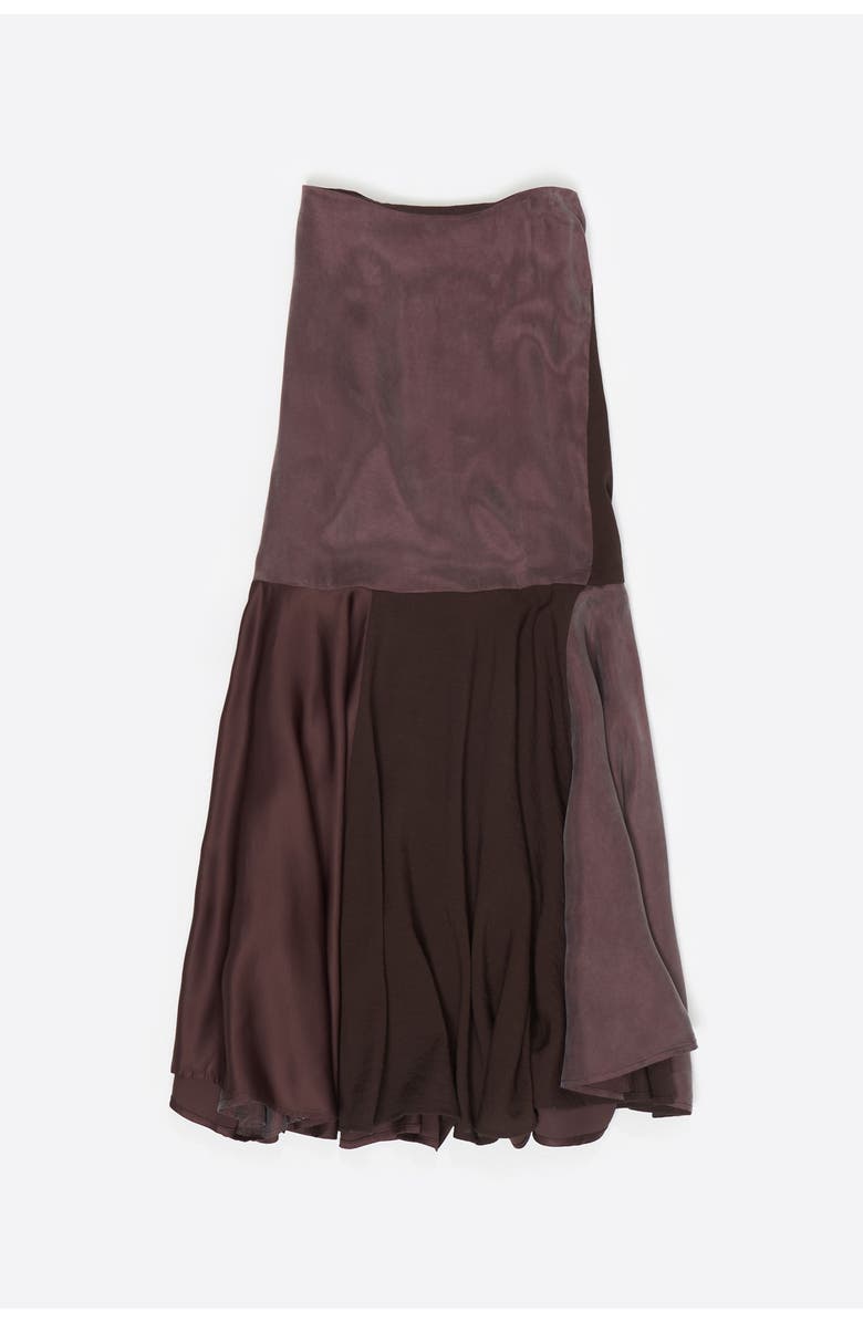 Bimba y Lola Fluid Patchwork Midi Skirt, Alternate, color, Brown