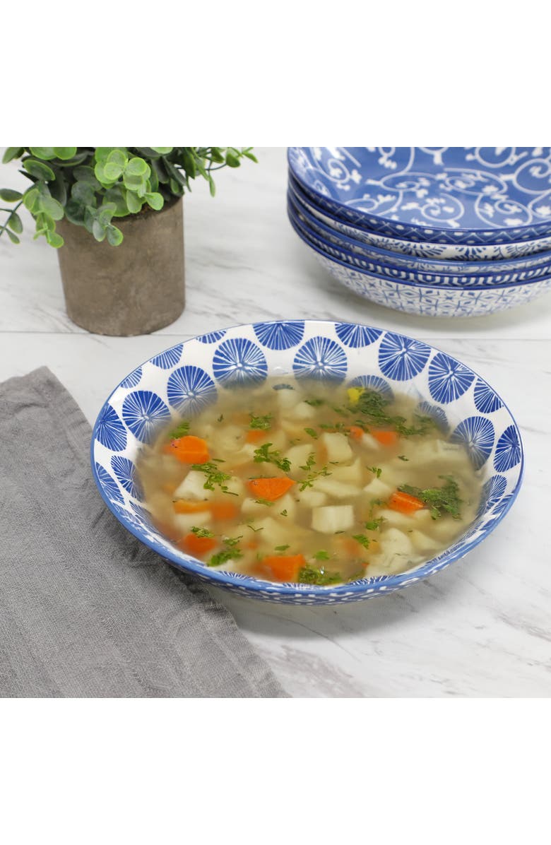 Elama Aurora 6 Piece Assorted Porcelain Bowl Set, Alternate, color, Blue